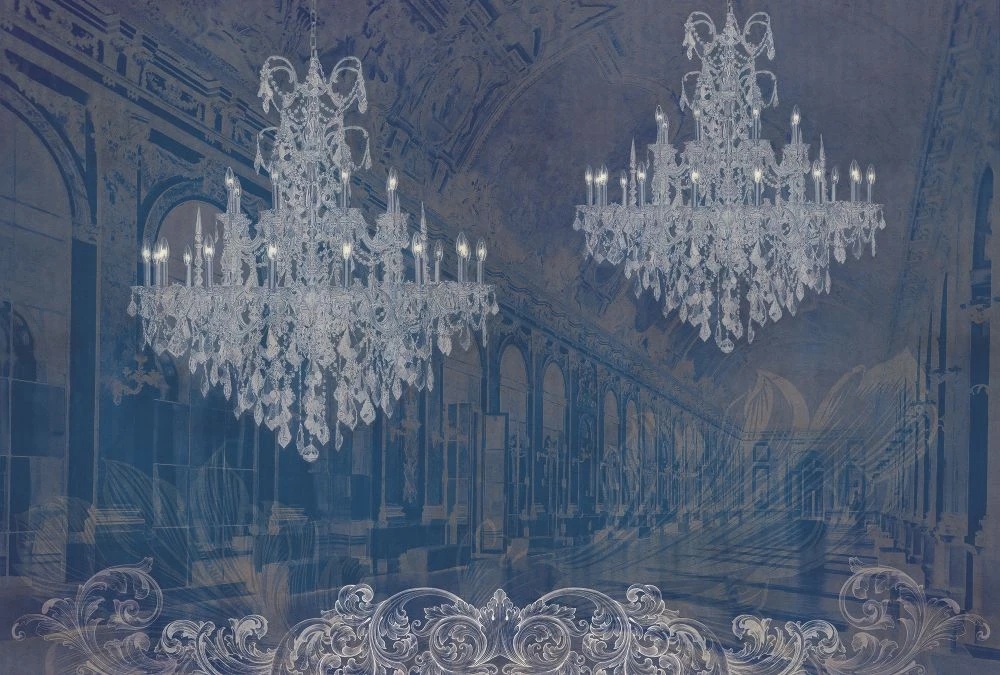 Фотообои и фрески на стену - в стиле прованс, люстры, синий