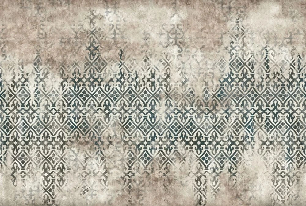 Фотообои и фрески на стену - в стиле прованс, зелено-бежевая, узор