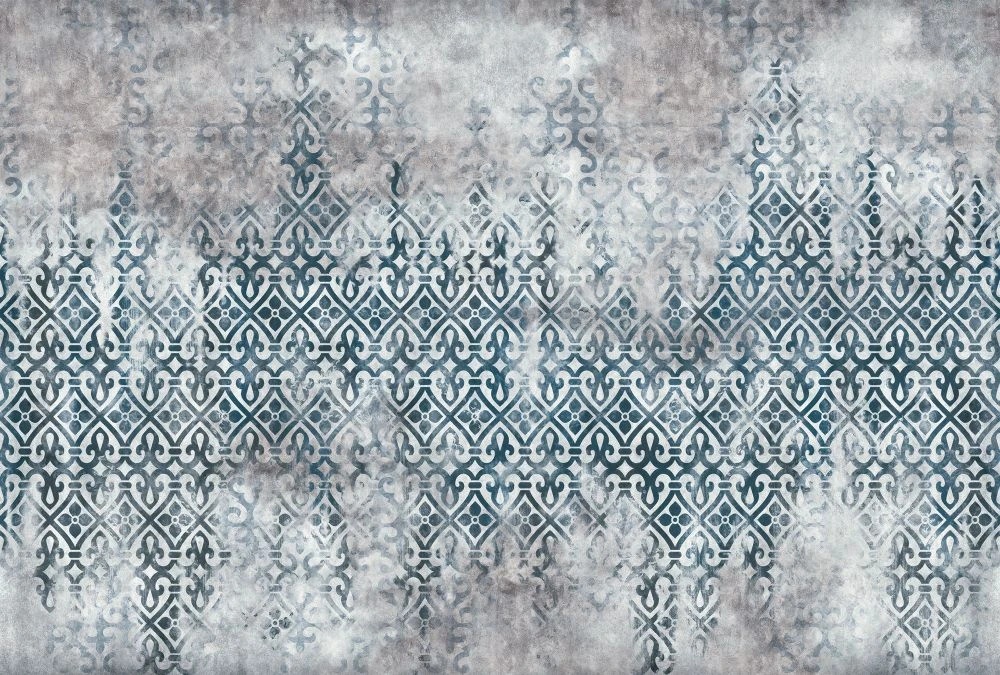 Фотообои и фрески на стену - в стиле прованс, сине-бежевая, узор