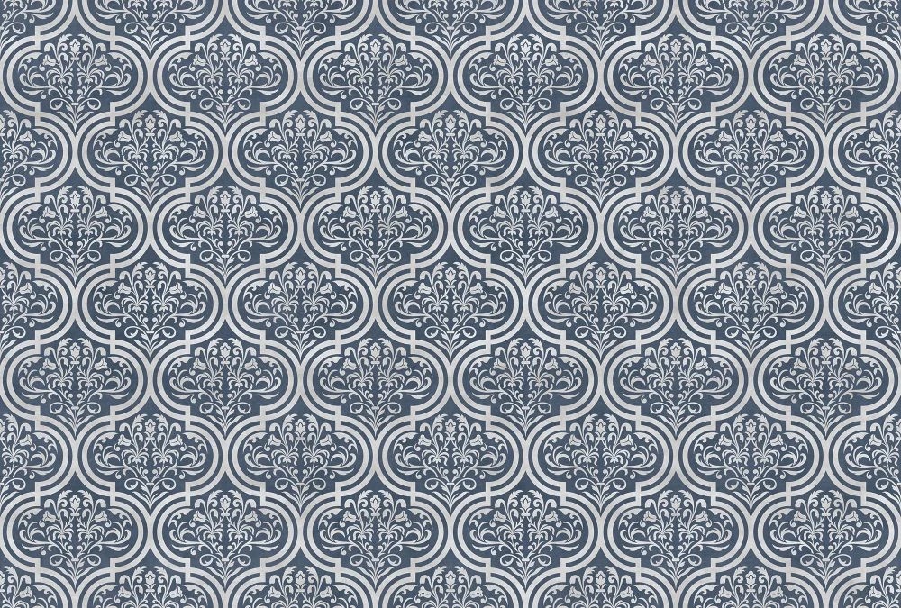 Фотообои и фрески на стену - в стиле прованс, бежево-синяя, узоры