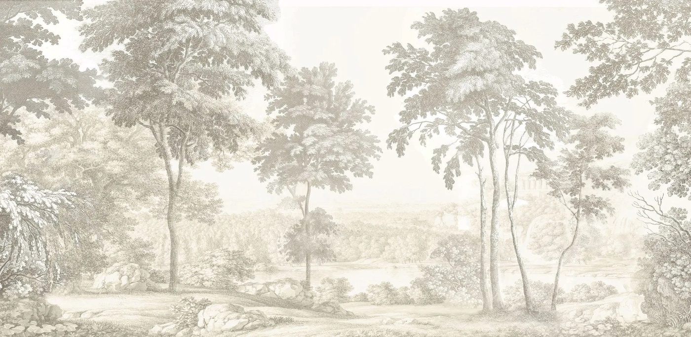 Фотообои и фрески на стену - пейзаж, бежевые, бежевая, лес, красивый пейзаж, пейзаж качество, обои светло бежевые, обои под бежевую, туманный лес, лес в тумане