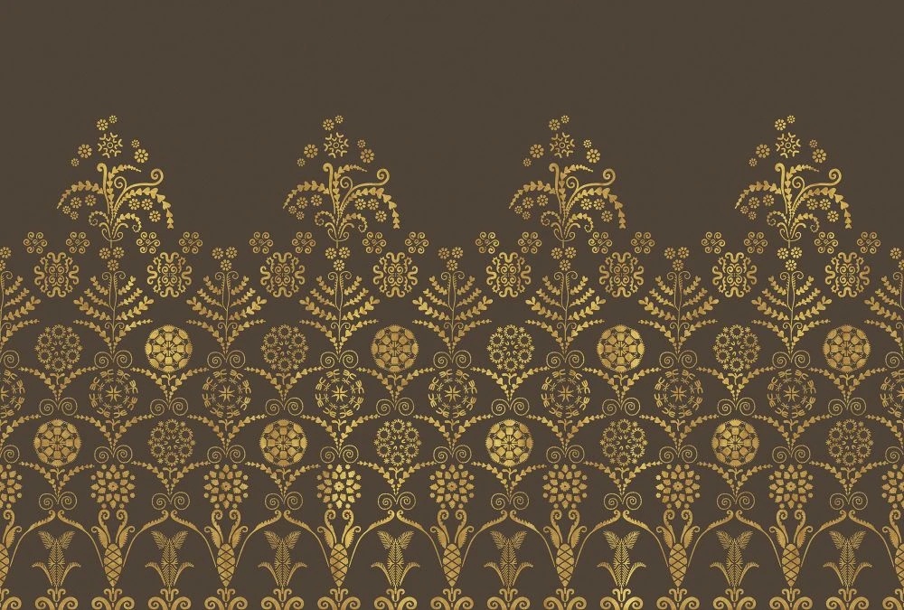 Фотообои и фрески на стену - поталь, золотая, с золотом, на темном фоне, темно коричневая