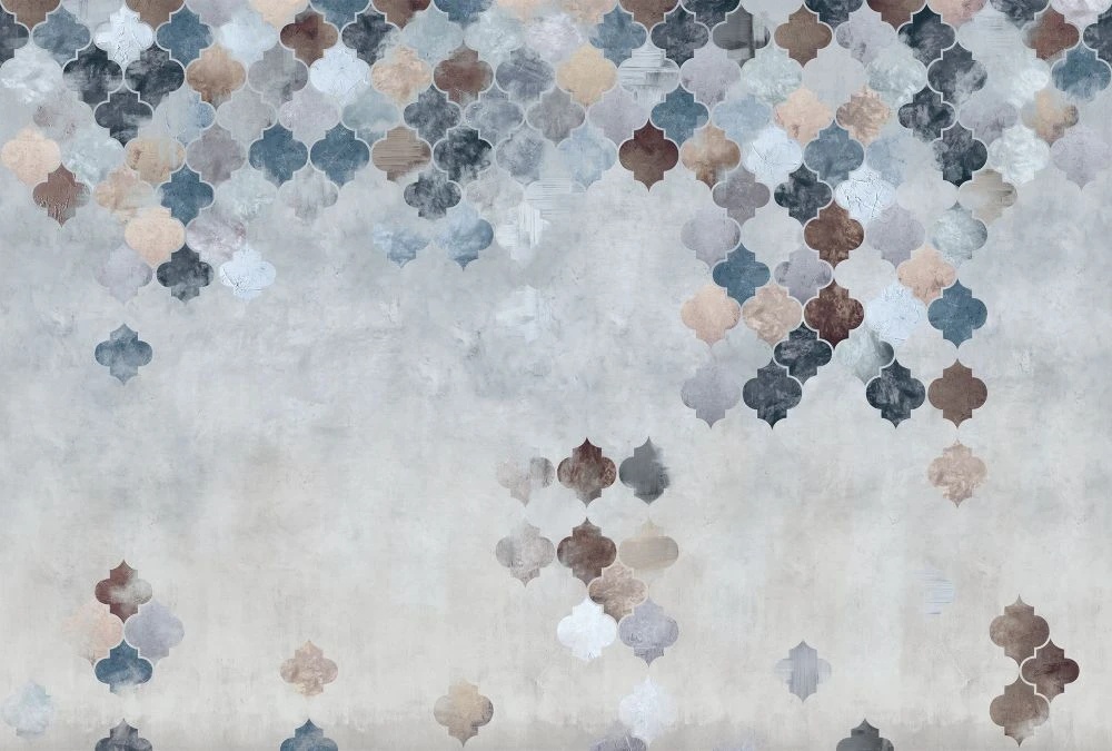 Фотообои и фрески на стену - в стиле прованс, марокканская мозаика, серая