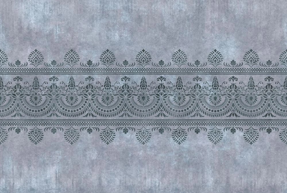 Фотообои и фрески на стену - в стиле прованс, узор кружево, серая