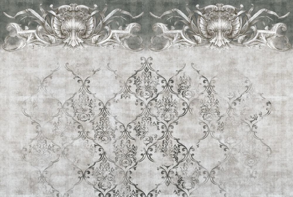 Фотообои и фрески на стену - в стиле прованс, узор, болотного цвета, темно зеленая