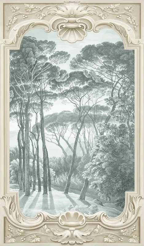 Фотообои и фрески на стену - пейзаж, лес, хвойный лес обои, новинки, обои лес, лес изумрудного цвета, обои дерево лес