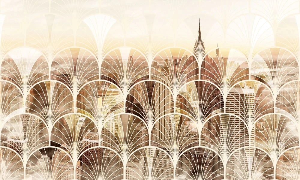 Фотообои и фрески на стену - лофт, город, узор, коричневая