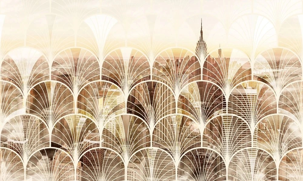 Фотообои и фрески на стену - лофт, город, узор, коричневая