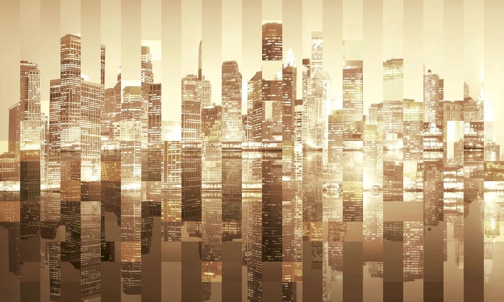 Фотообои и фрески на стену - лофт, город, мегаполис, сити, небоскребы, коричневая