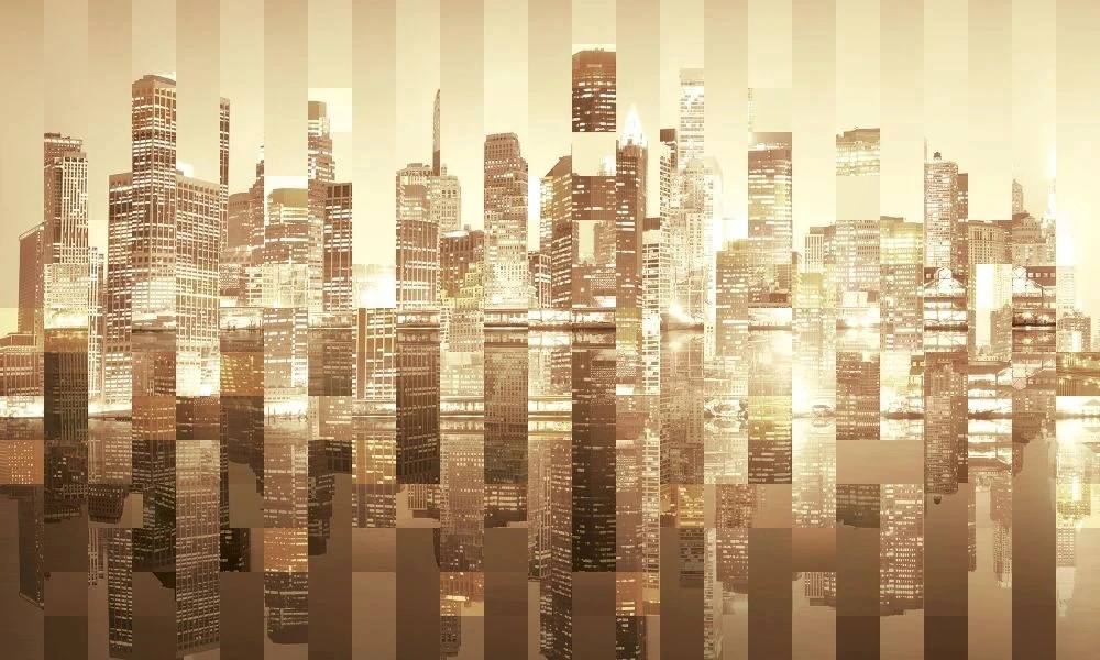 Фотообои и фрески на стену - лофт, город, мегаполис, сити, небоскребы, коричневая