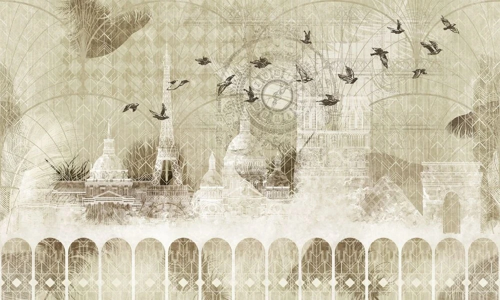 Фотообои на стену - в стиле прованс, архитектура, винтаж, бежевые