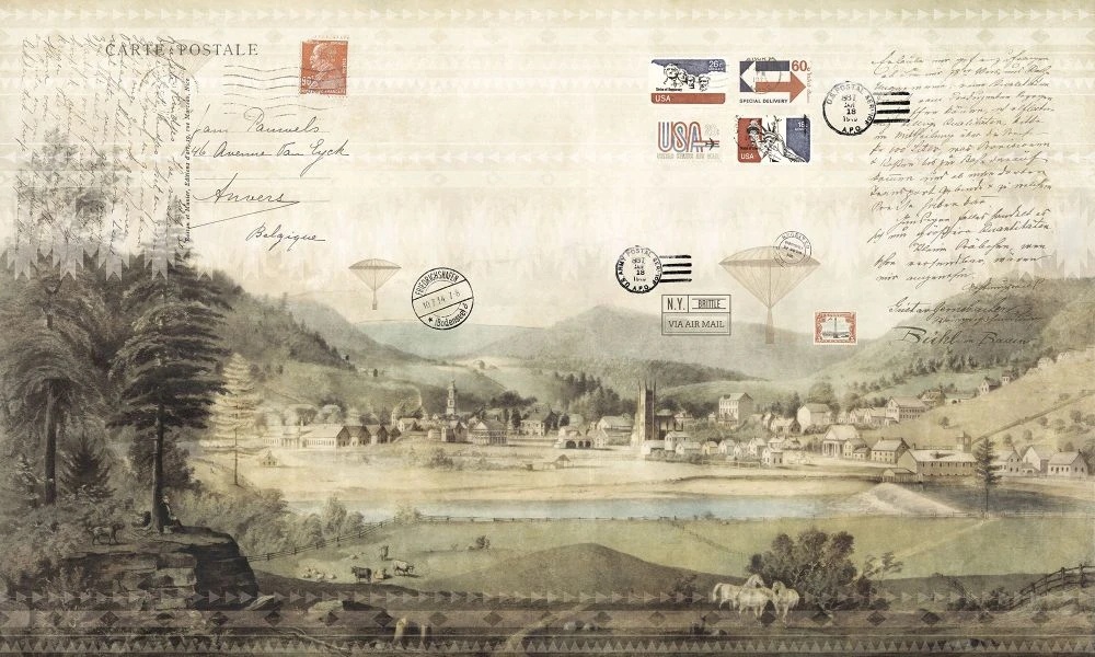 Фотообои и фрески на стену - в стиле прованс, винтаж, бежевые, марки