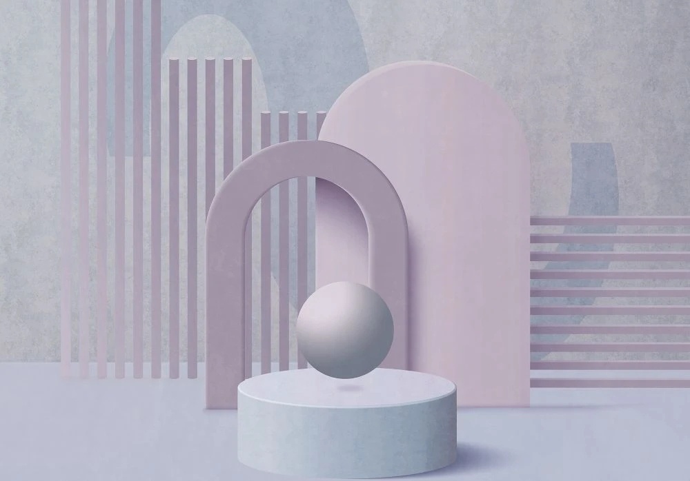 Фотообои и фрески на стену - 3Д, геометрия, сиреневая