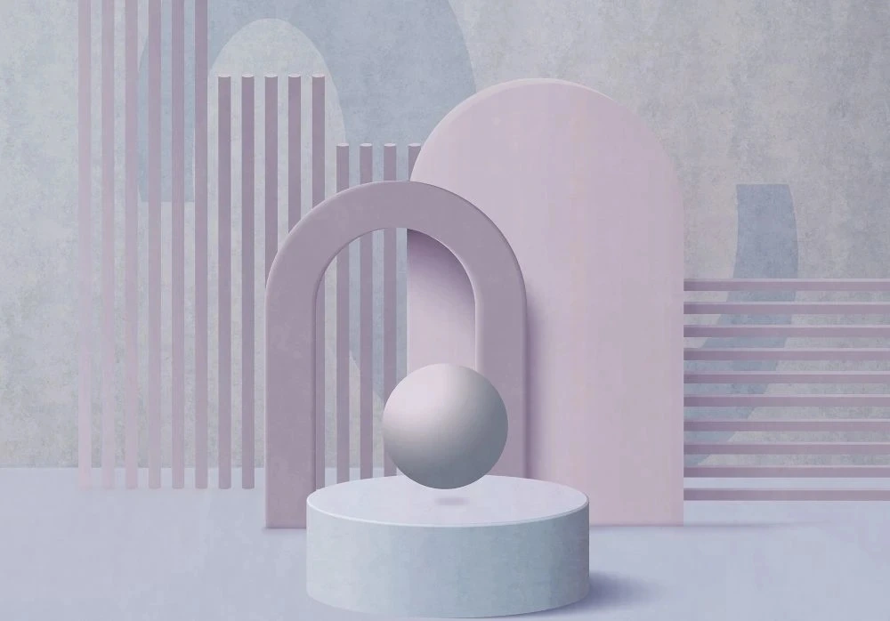 Фотообои и фрески на стену - 3Д, геометрия, сиреневая