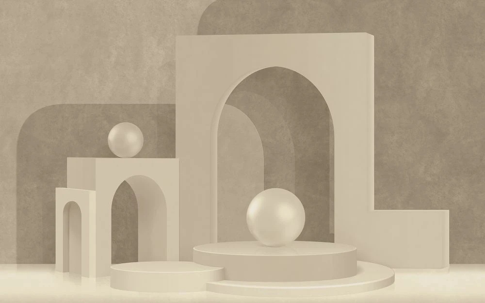 Фотообои и фрески на стену - 3Д, геометрия, бежевые, шар