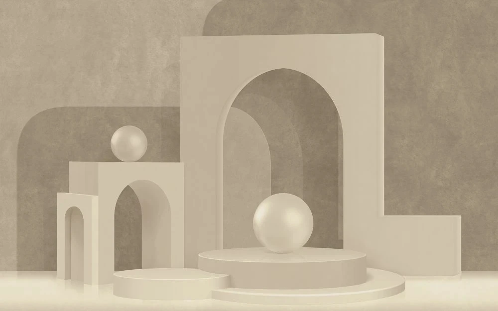 Фотообои на стену - 3Д, геометрия, бежевые, шар