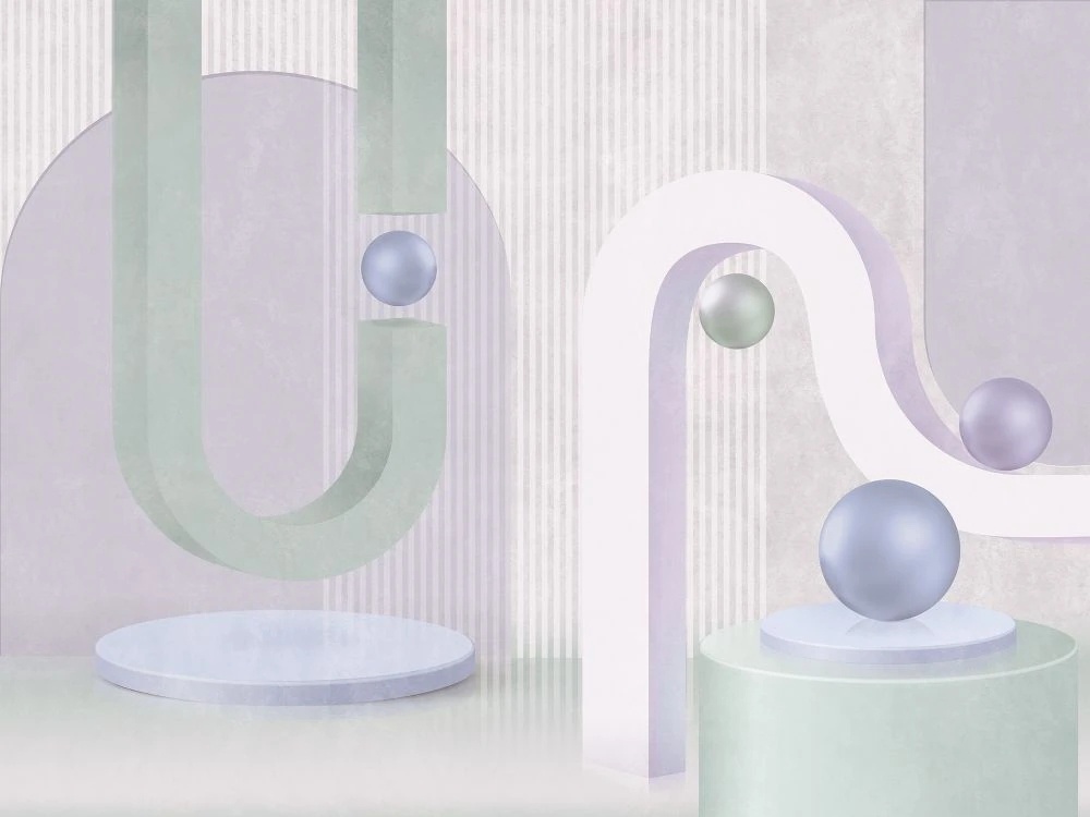 Фотообои и фрески на стену - 3Д, геометрия, сиреневая, шар