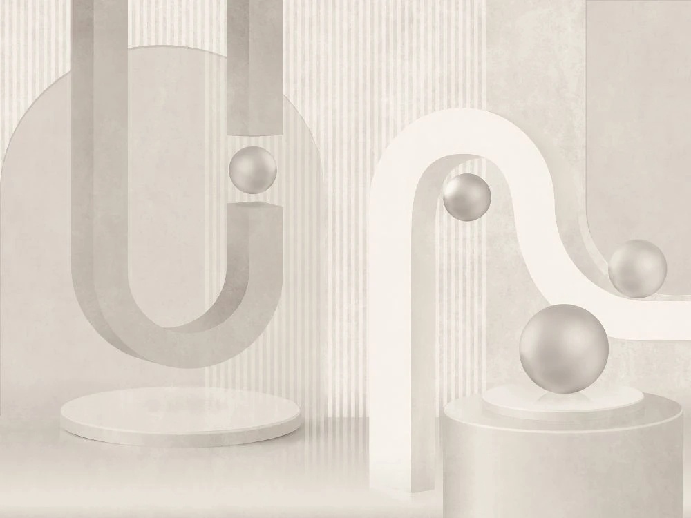 Фотообои и фрески на стену - 3Д, геометрия, бежевые, бежевая, шар