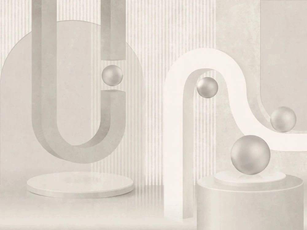 Фотообои и фрески на стену - 3Д, геометрия, бежевые, бежевая, шар