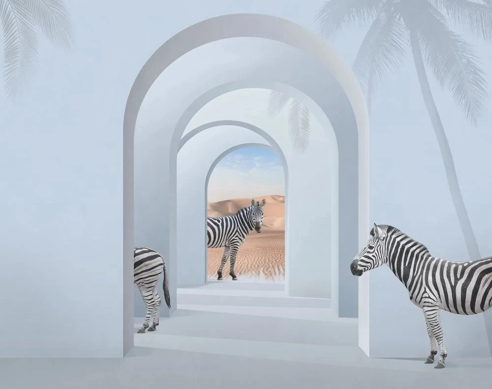 Фотообои и фрески на стену - геометрия, 3Д, арки, зебра