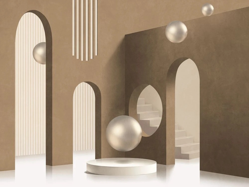 Фотообои и фрески на стену - геометрия, 3Д, арки, кофейная