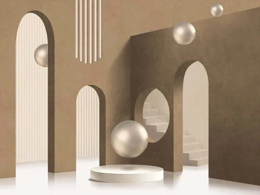 Фотообои и фрески на стену - геометрия, 3Д, арки, кофейная