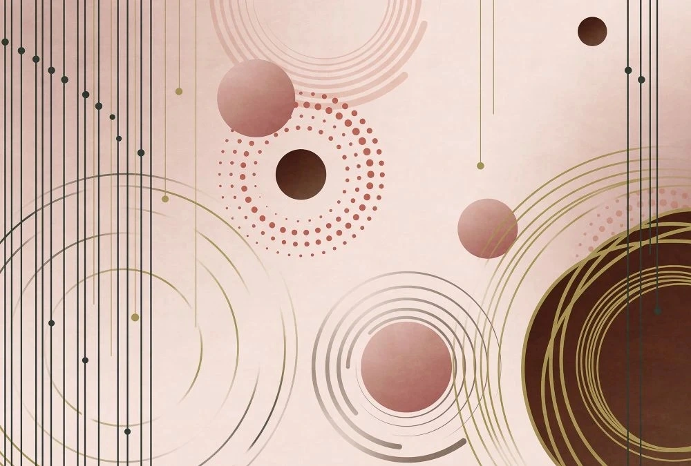 Фотообои и фрески на стену - геометрия, 3Д, шары, розовая