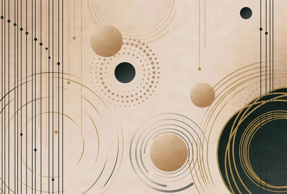 Фотообои на стену - геометрия, 3Д, шары, бежевая