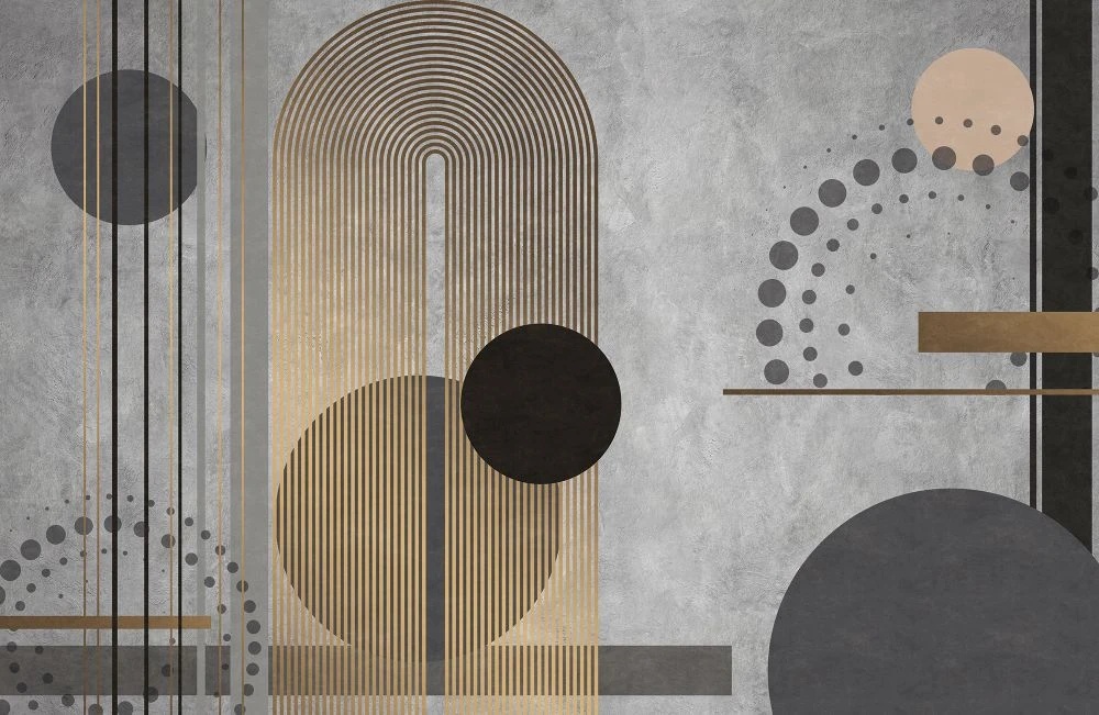 Фотообои на стену - геометрия, круги, серебро золото