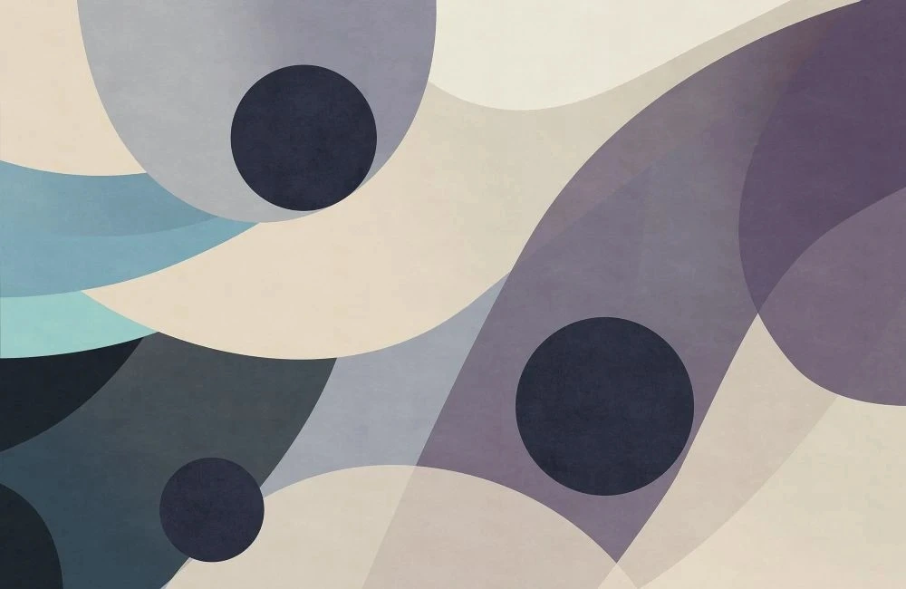 Фотообои и фрески на стену - абстракция, круги, бежево-серая, сиренево-бежевая
