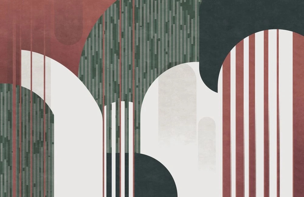 Фотообои и фрески на стену - абстракция, коричнево-зеленая