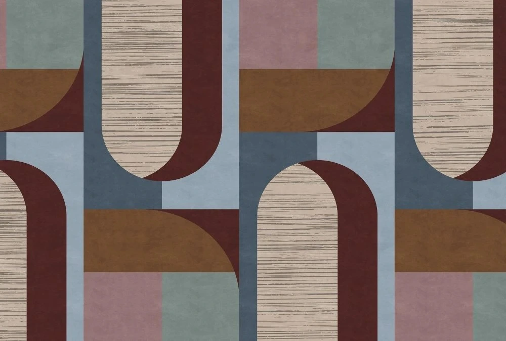 Фотообои и фрески на стену - абстракция, сине-бордовая