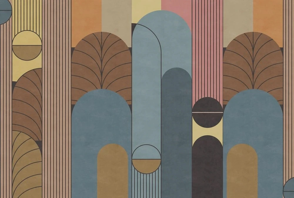 Фотообои и фрески на стену - абстракция, бирюзово-коричневая