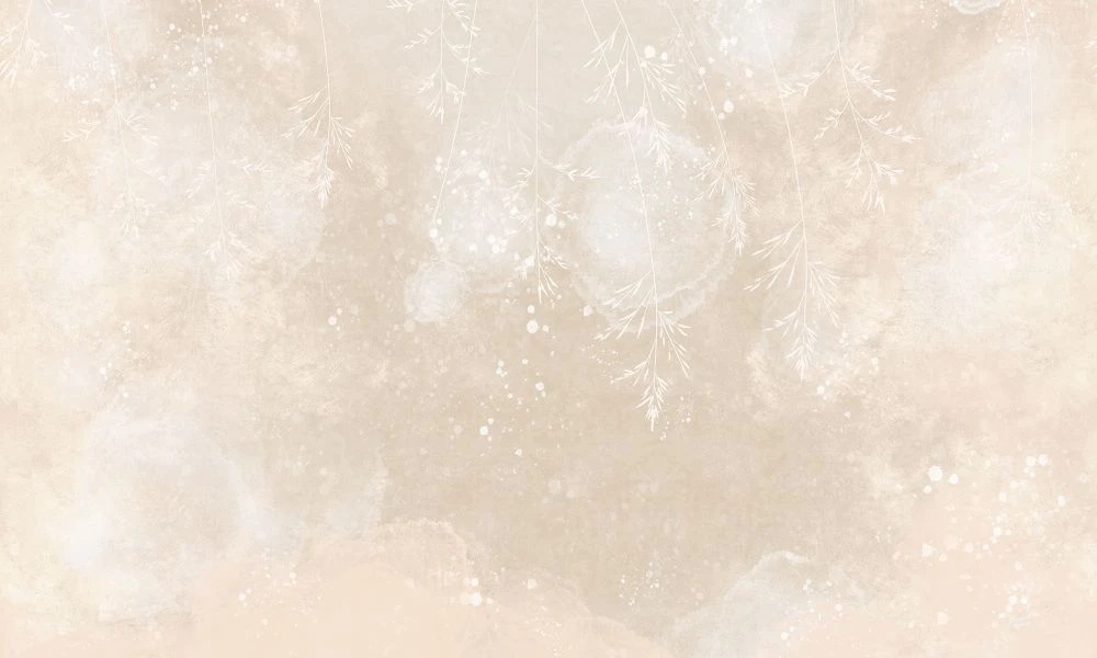 Фотообои и фрески на стену - в детскую комнату, листья, светло бежевая