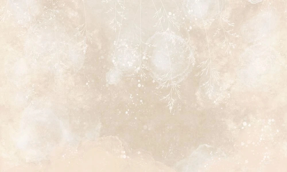 Фотообои на стену - в детскую комнату, листья, светло бежевая