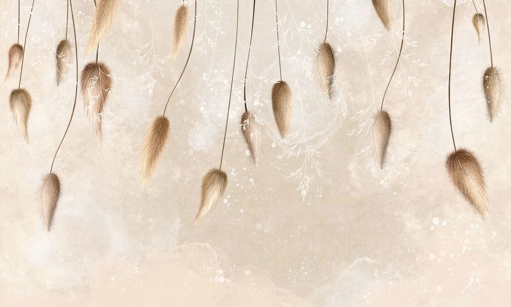 Фотообои и фрески на стену - в детскую комнату, свисающие бутоны, бежевые