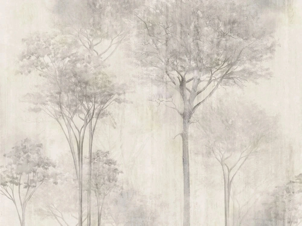 Фотообои и фрески на стену - бежевые, деревья, графика, современные