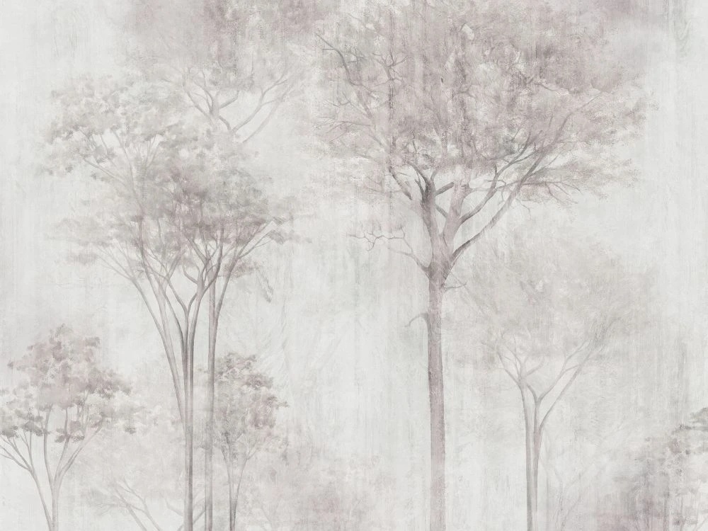 Фотообои и фрески на стену - бежевые, светлые, деревья, графика, современные