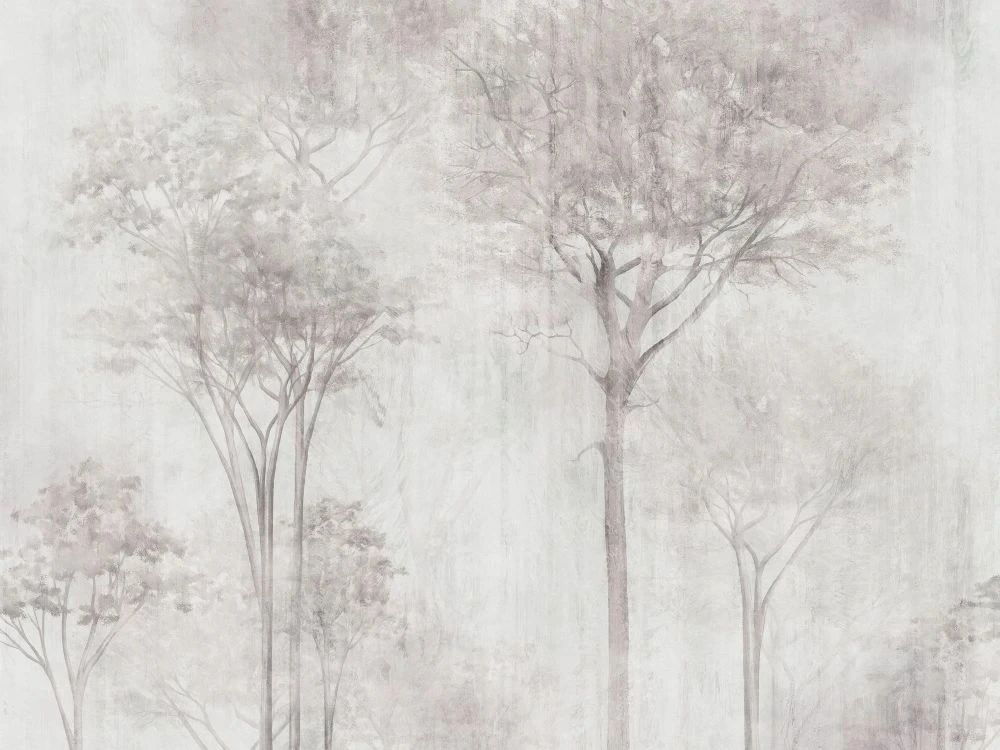 Фотообои и фрески на стену - бежевые, светлые, деревья, графика, современные