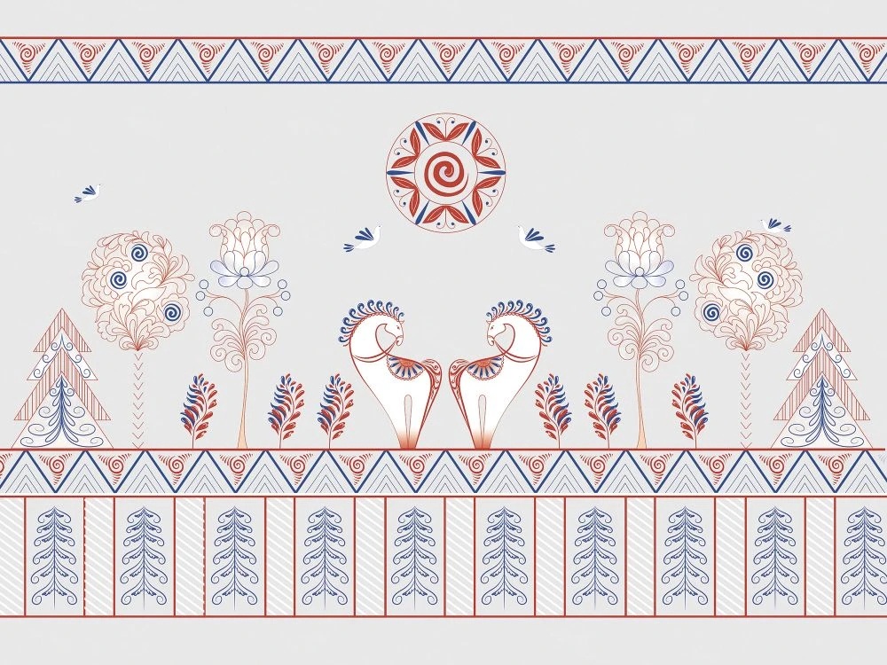 Фотообои и фрески на стену - в детскую комнату, серая, лошадки