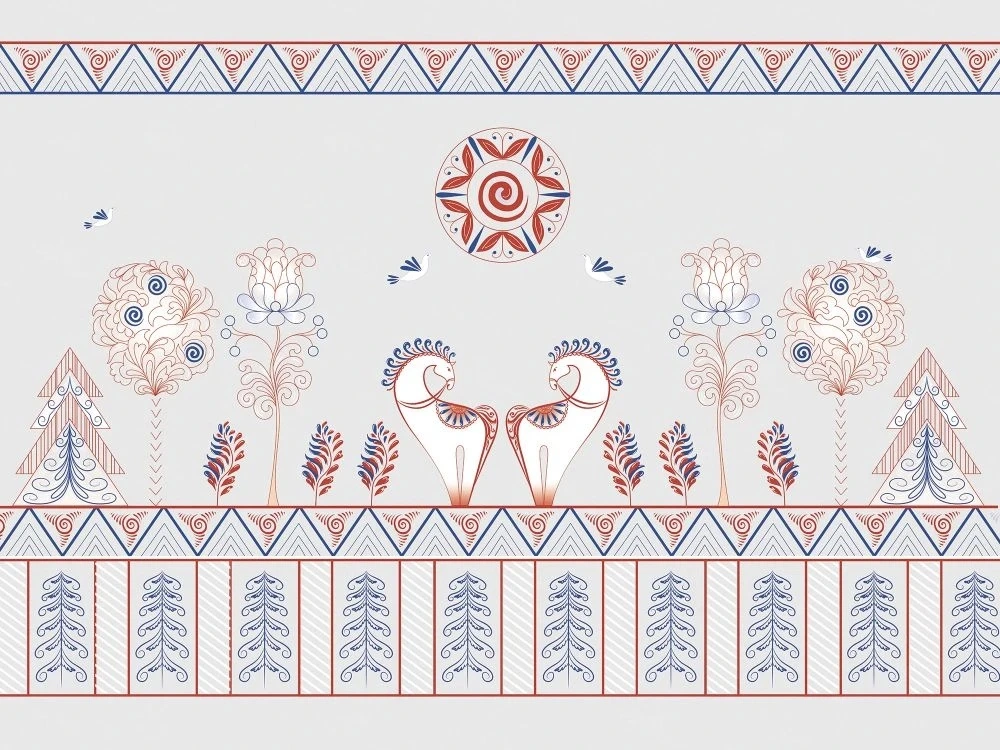 Фотообои и фрески на стену - в детскую комнату, серая, лошадки