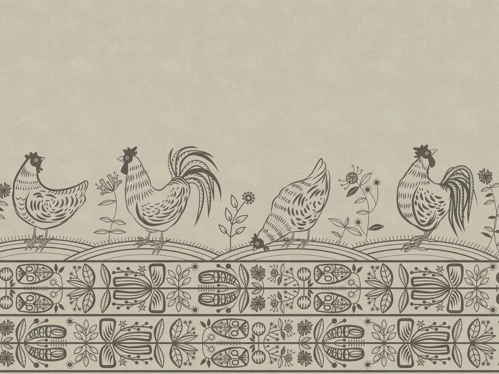 Фотообои и фрески на стену - в загородный дом, в детскую комнату, курочки, бежевые