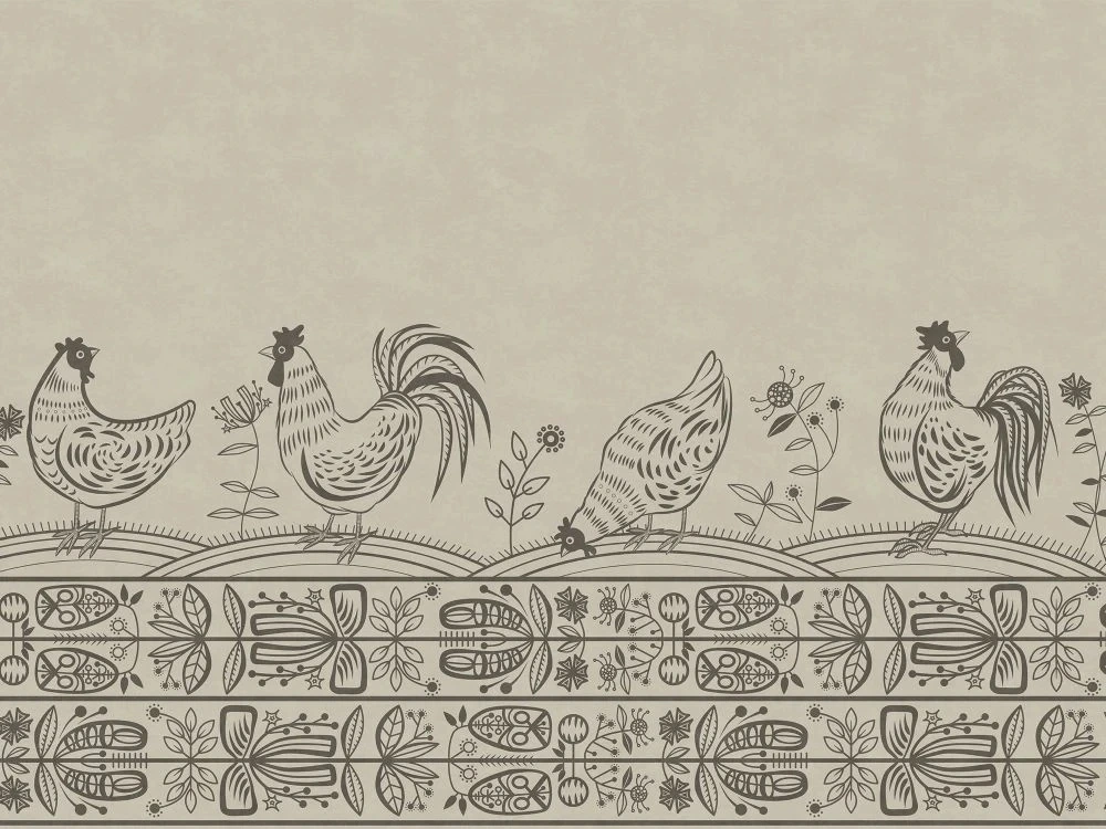 Фотообои и фрески на стену - в загородный дом, в детскую комнату, курочки, бежевые