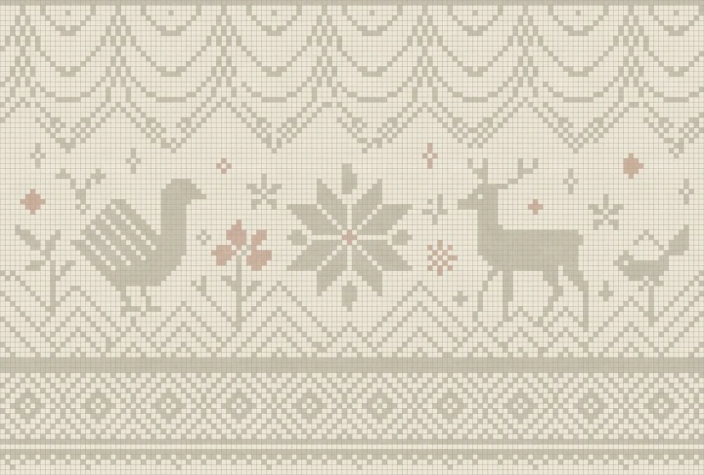 Фотообои и фрески на стену - в загородный дом, олень, курица, светло бежевые