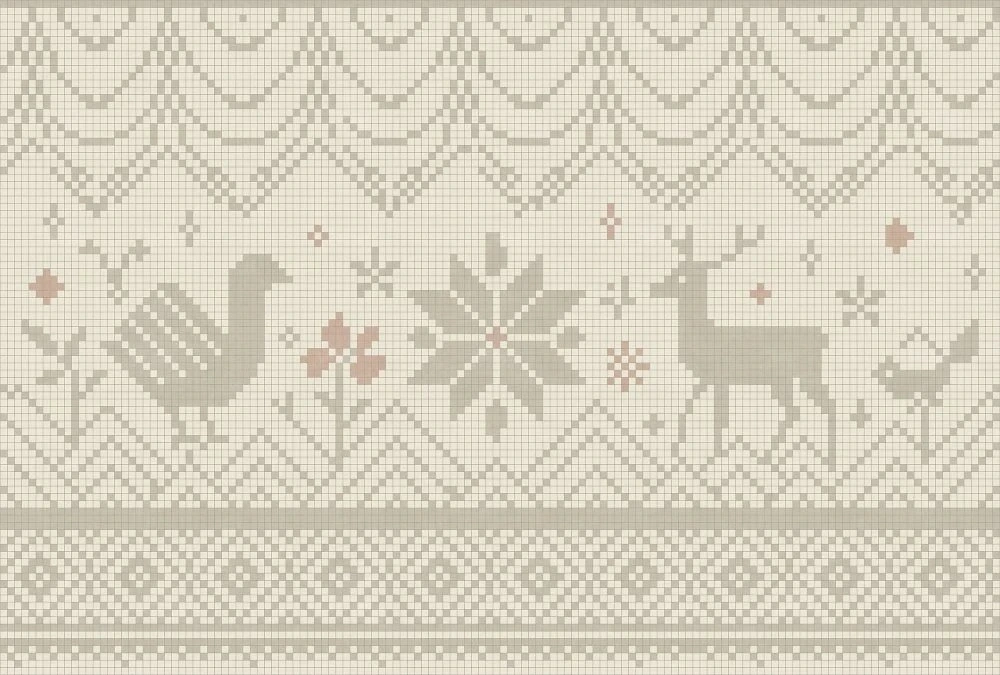 Фотообои и фрески на стену - в загородный дом, олень, курица, светло бежевые