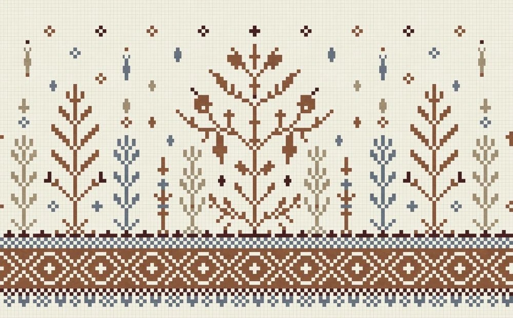 Фотообои и фрески на стену - в загородный дом, орнамент, дерево, бежевые