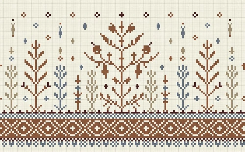 Фотообои и фрески на стену - в загородный дом, орнамент, дерево, бежевые