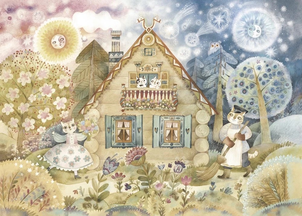 Фотообои и фрески на стену - в детскую комнату, теремок, бежевая