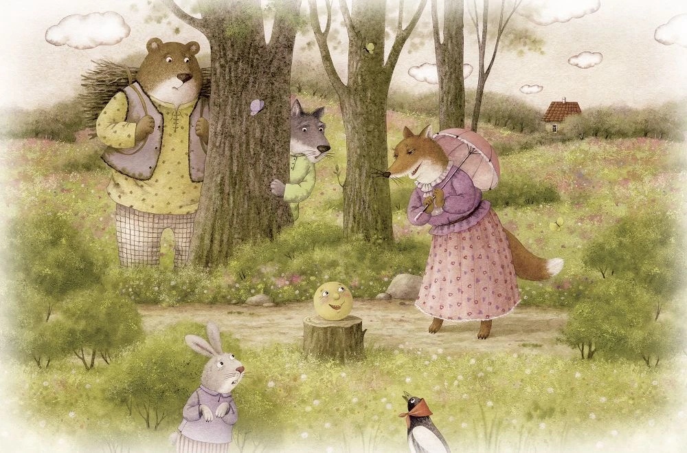 Фотообои и фрески на стену - в детскую комнату, колобок