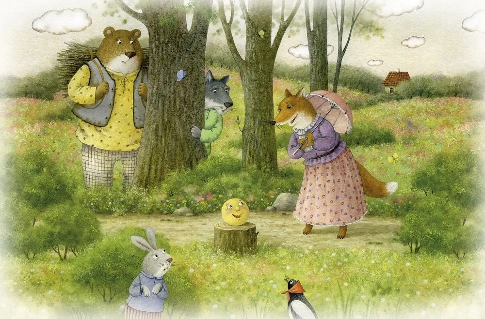 Фотообои и фрески на стену - в детскую комнату, колобок, коричневая